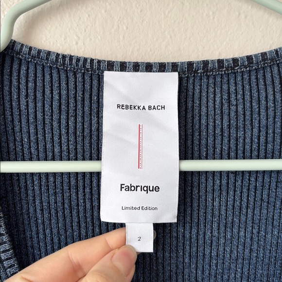Fabrique x Rebekka Bach ribbed knit cardigan slim fit hook-and-eye closures sz 2 - Picture 4 of 5